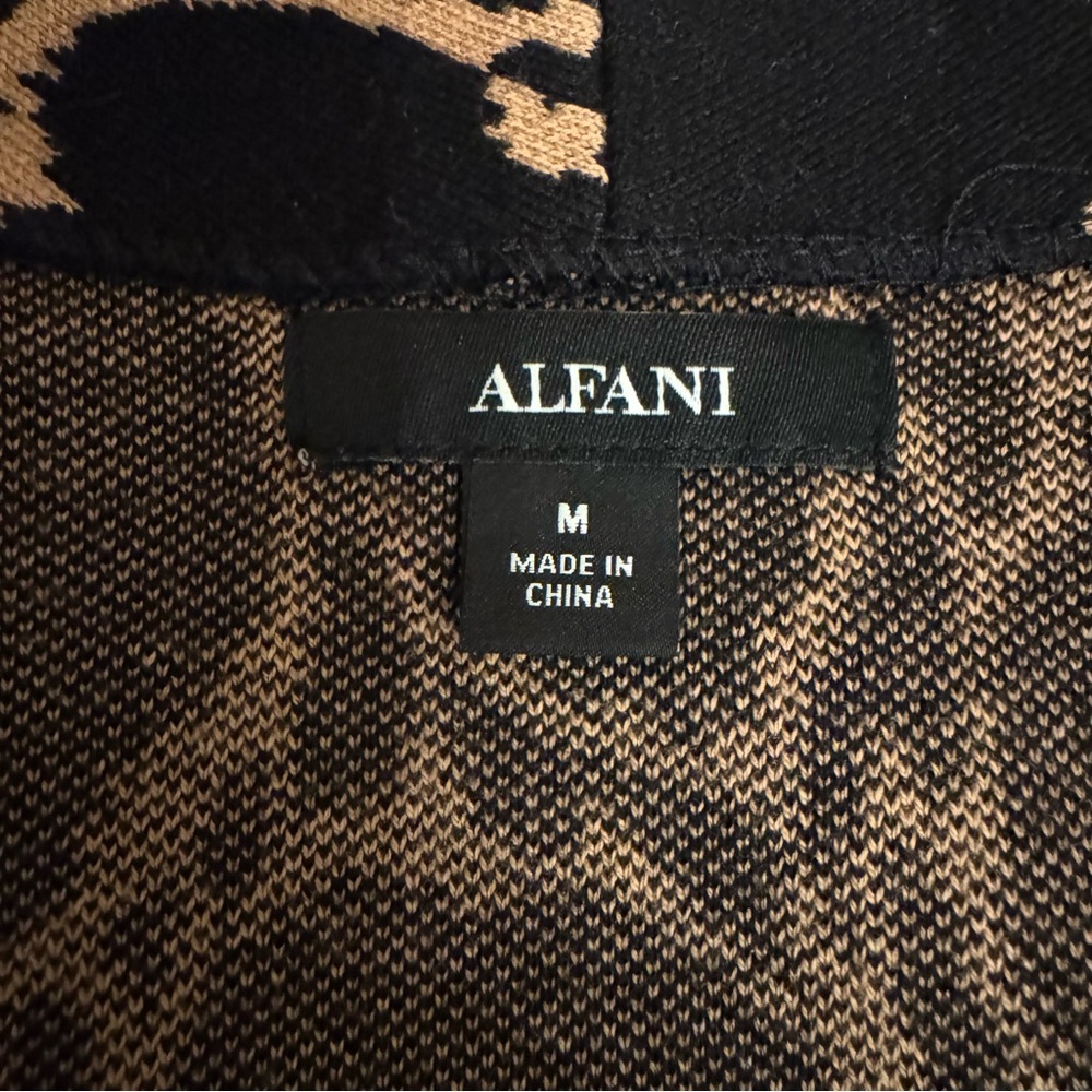 Alfani Animal Print Cardigan Size M Long Open Front Leopard Print Sweater Duster - Picture 7 of 7